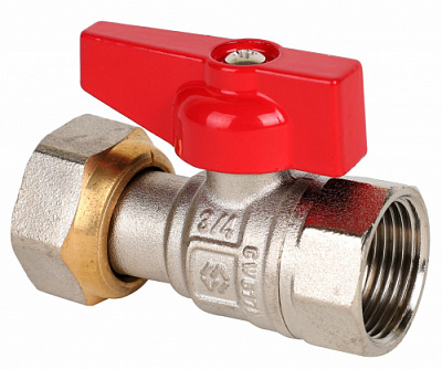 BV.530.04 Кран шаровый прямой с накидной гайкой MVI 1/2", внутренняя-внутренняя, бабочка